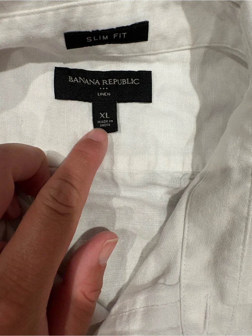 Banana Republic White Short-Sleeve Button-Down Collared Shirt Cotton & Linen